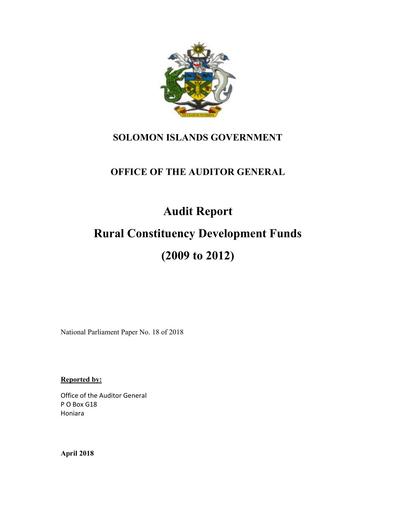 Constituency Development Fund Audit Report 2009 to 2012