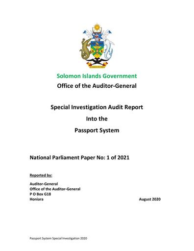 Special Investigation into the Passport System